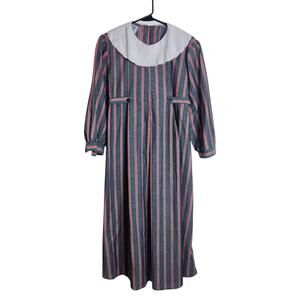 Vtg Harvey Celler Striped Collared Midi Dress 10 70s 80s Cottagecore Tradwife